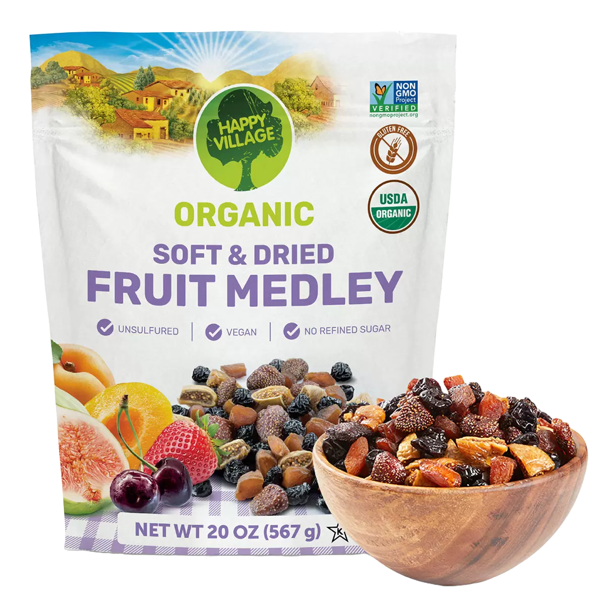 Happy Village Organic Soft & Dried Fruit Medley, 567g